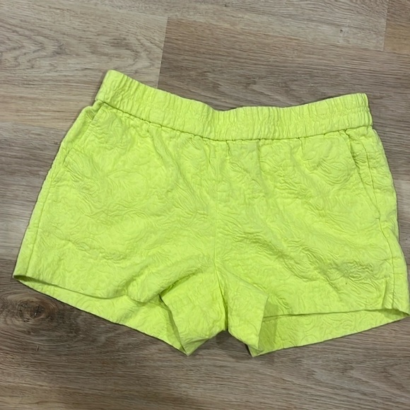 Beautiful J Crew Textured Cotton Damask Pull On Shorts Yellow Green 6 - Picture 1 of 5